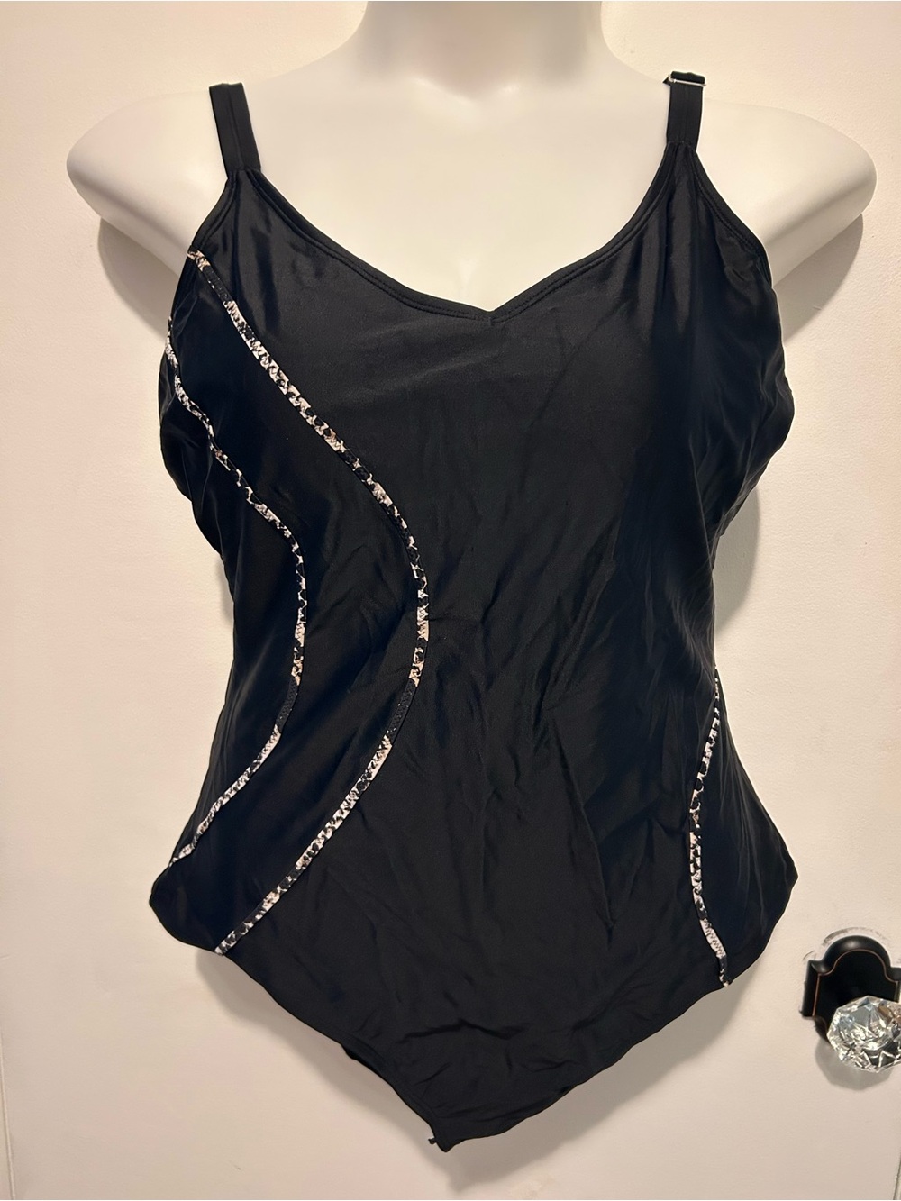 BPC Selection - Black One-Piece- Tummy- Trim Swimsuit - Size: 16